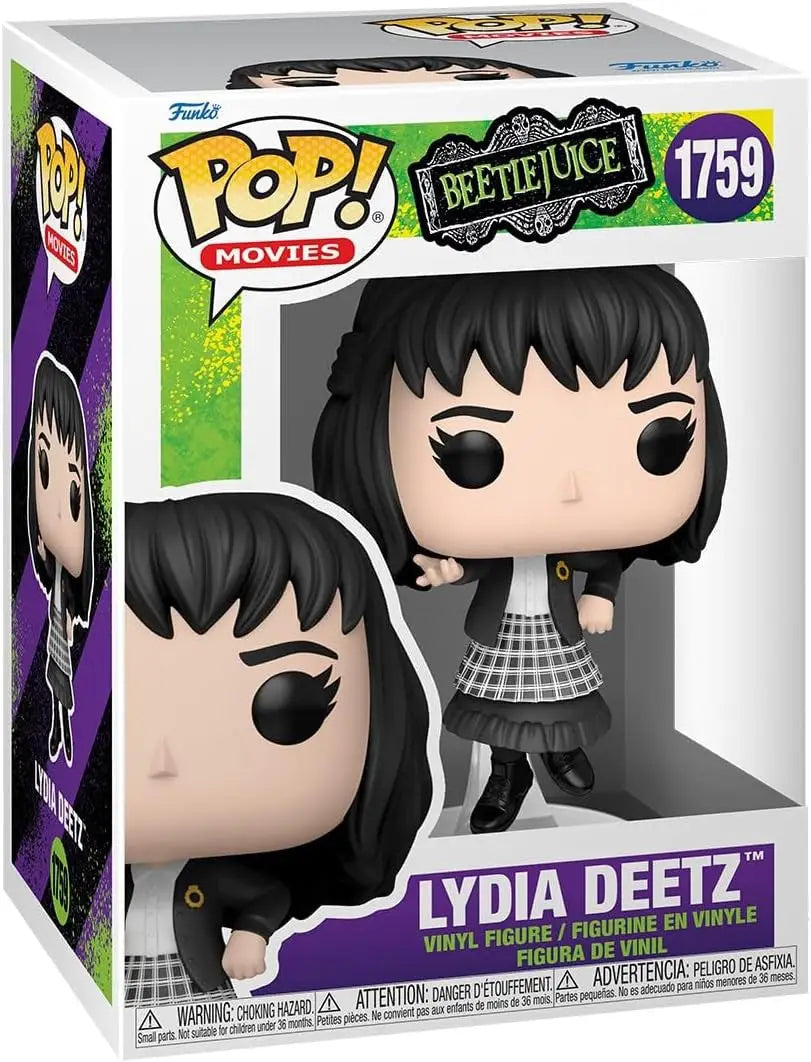 Lydia Deetz Funko Pop vinyl figure in checkered dress from Beetlejuice collectibles