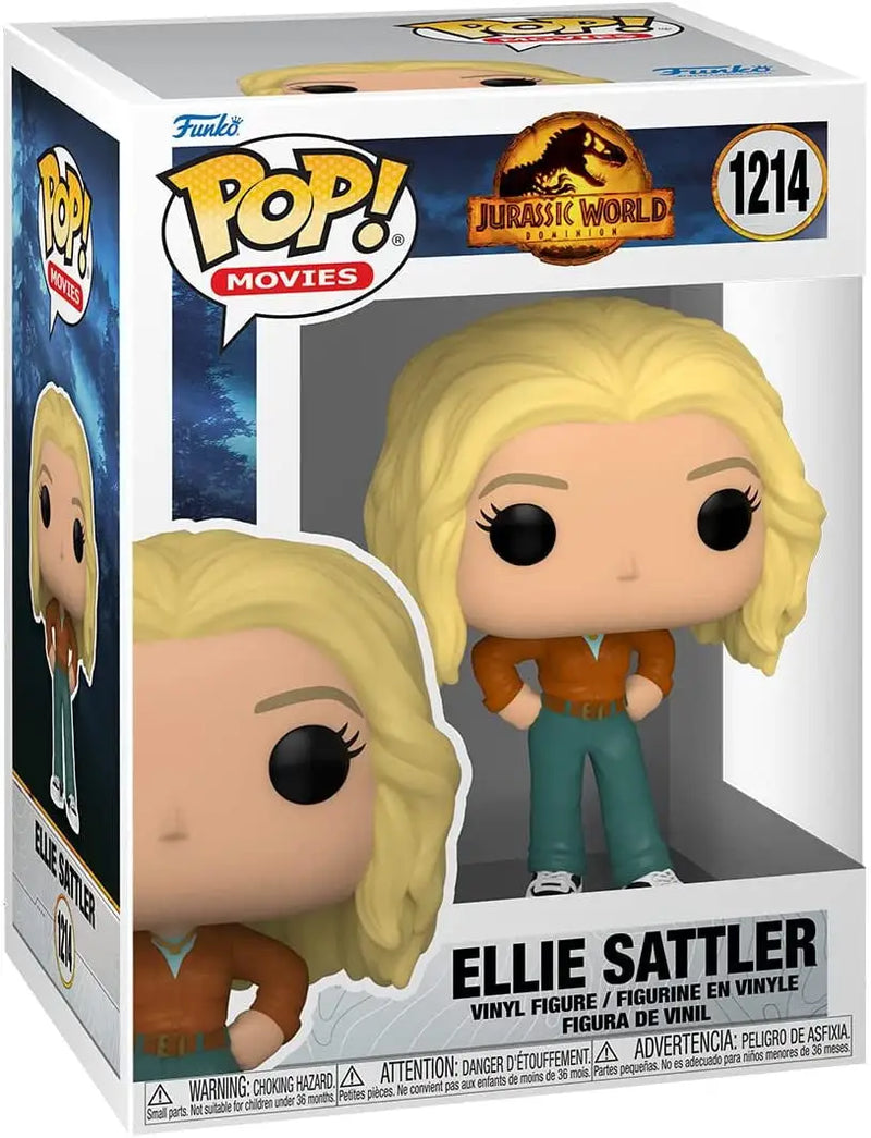 Funko Pop! figurine of Ellie Sattler from Jurassic World in packaging