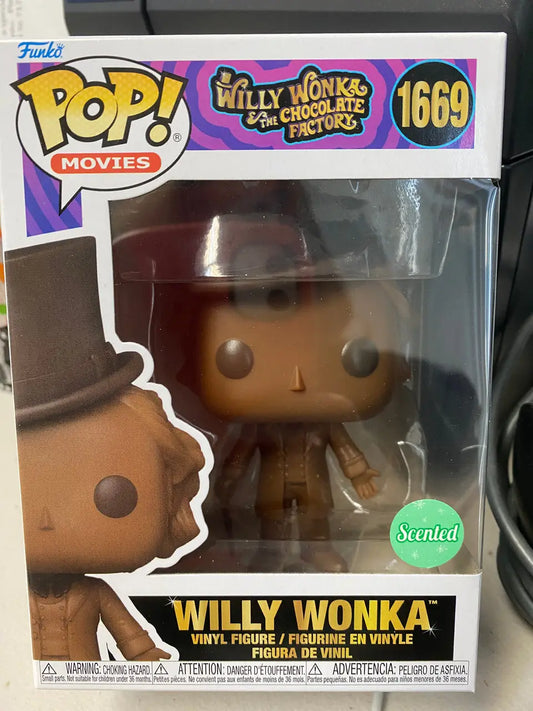 Funko Pop figure of Willy Wonka in brown suit and top hat from Movies Willy Wonka