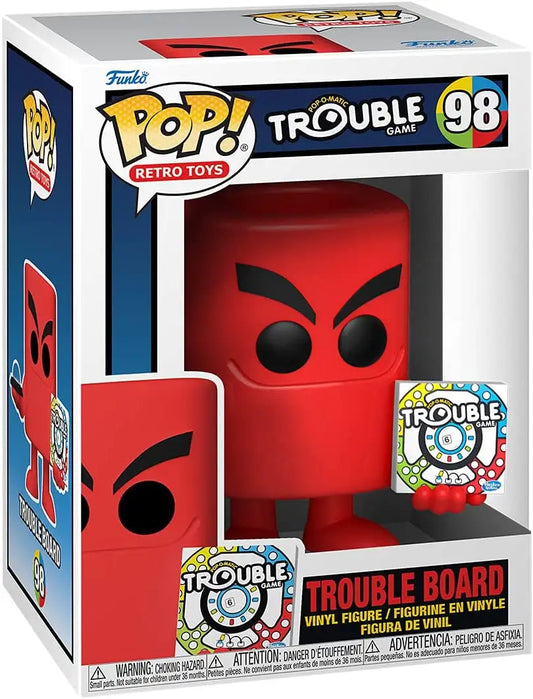 Funko Pop! vinyl figure of red Trouble Board game piece with an angry expression