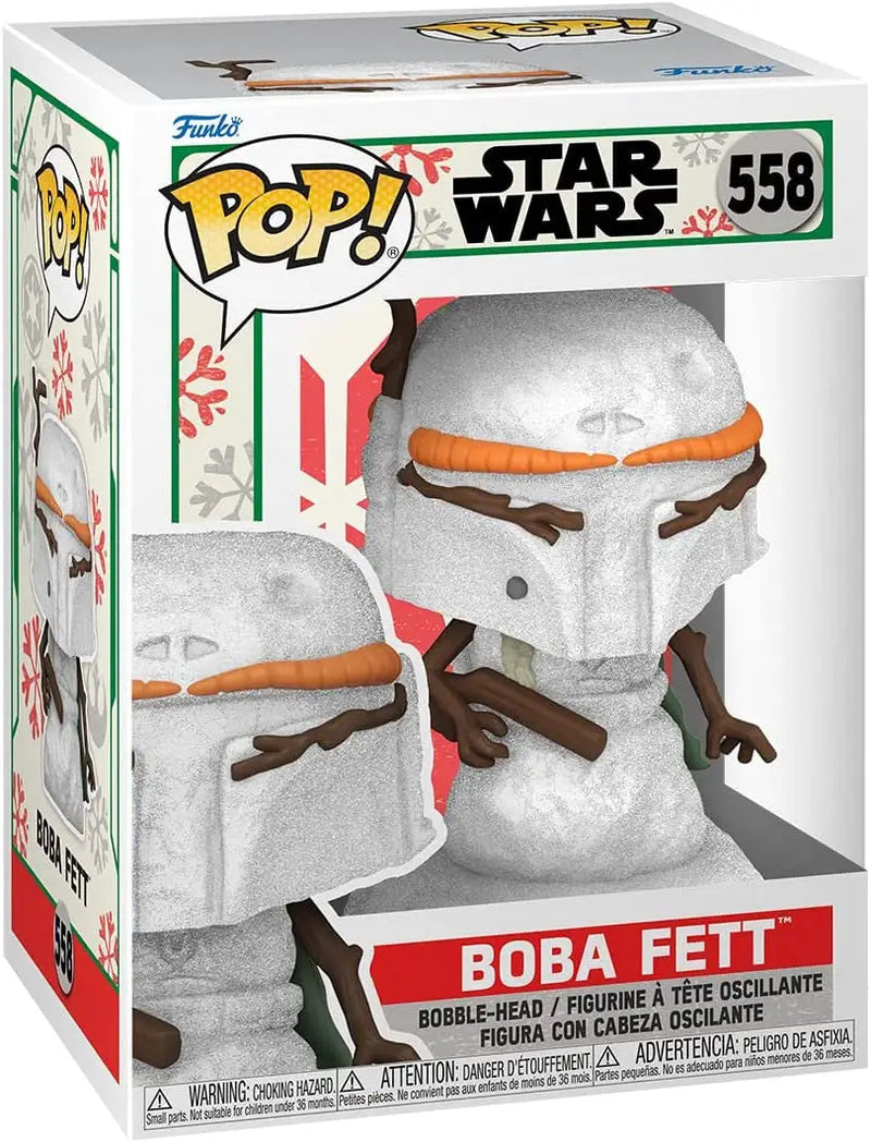 Funko Pop Boba Fett in white prototype armor from Star Wars Holiday Collection #558