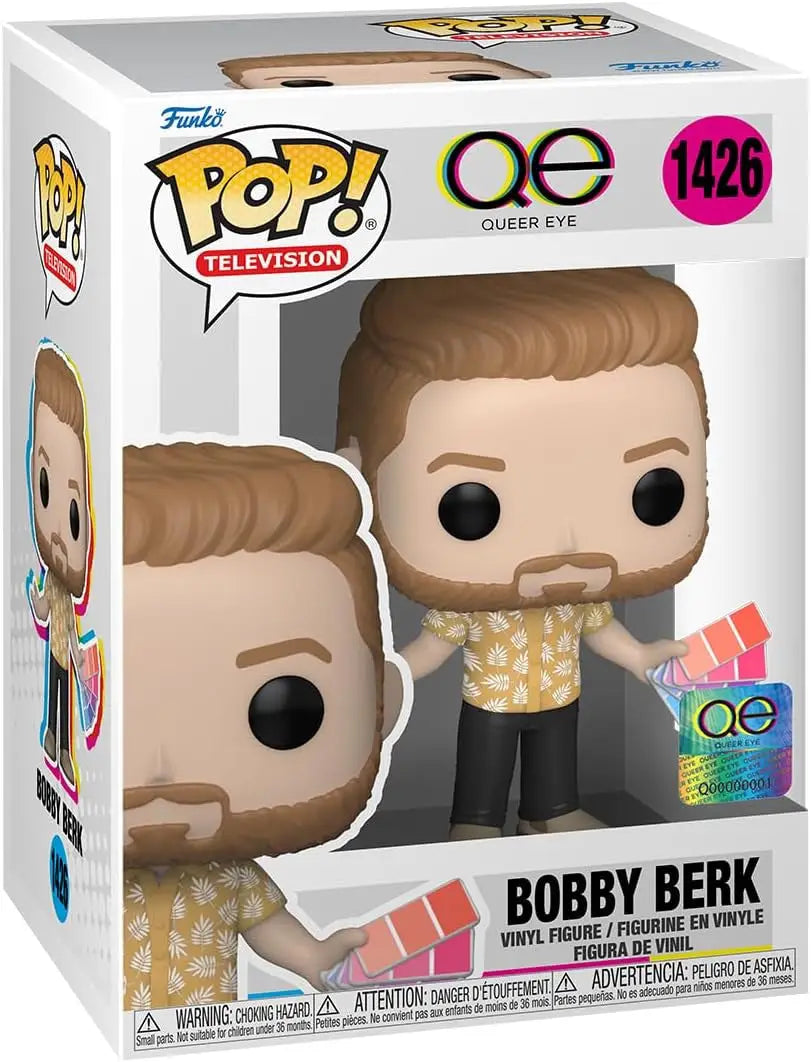 Funko Pop! figurine of Bobby Berk from Queer Eye in packaging for collectors