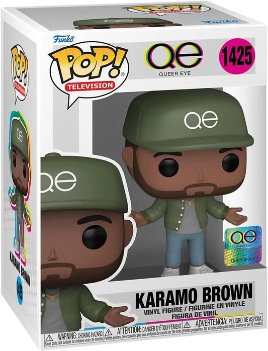Funko Pop Karamo Brown figurine from Queer Eye in green cap and jacket