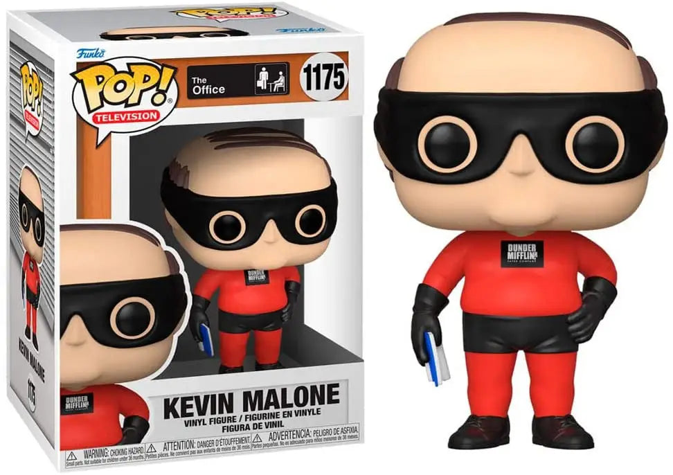 Funko Pop! Kevin Malone figurine in red suit and black goggles for collectors