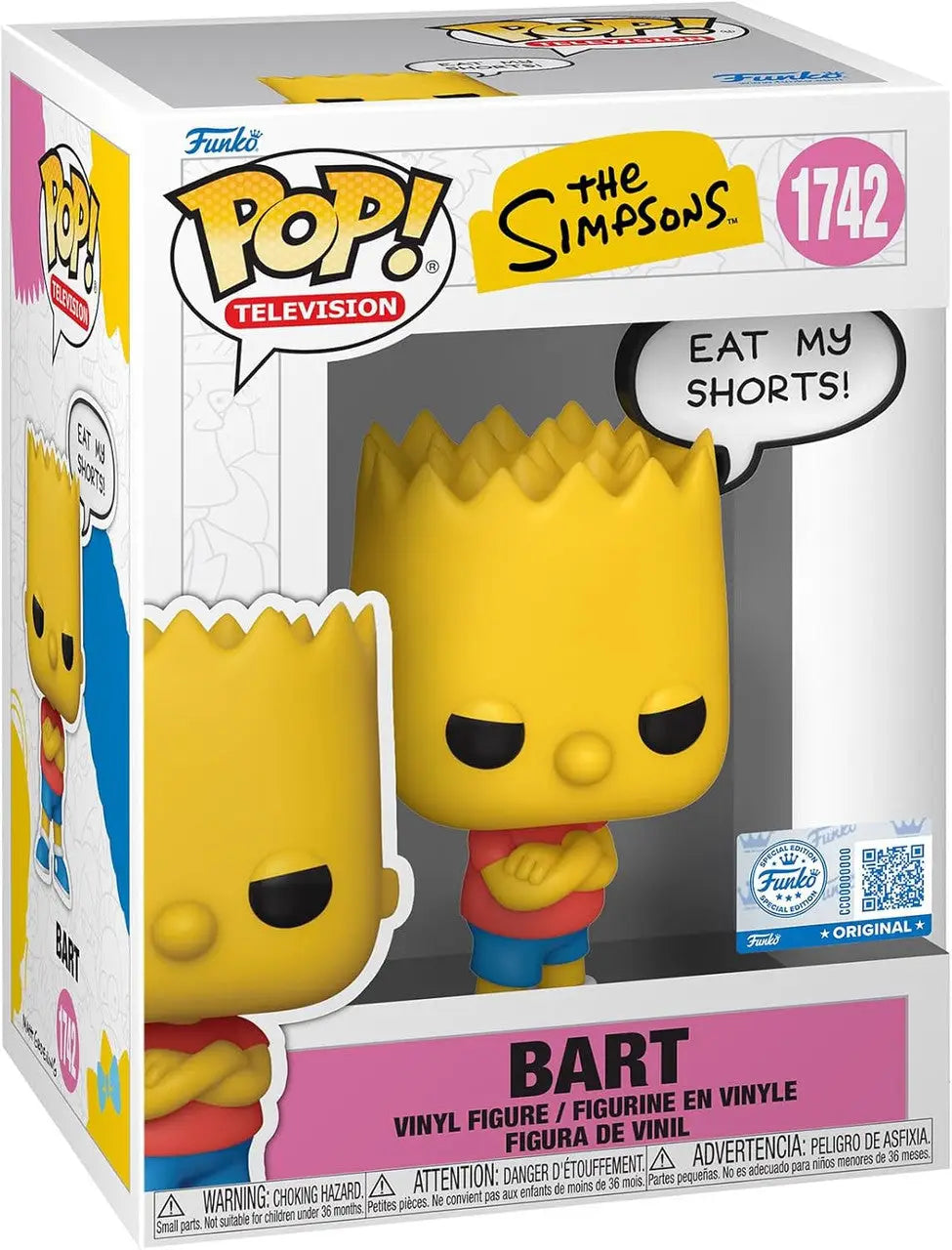 Funko POP! TV Bart Eat My Shorts vinyl figure in packaging with speech bubble