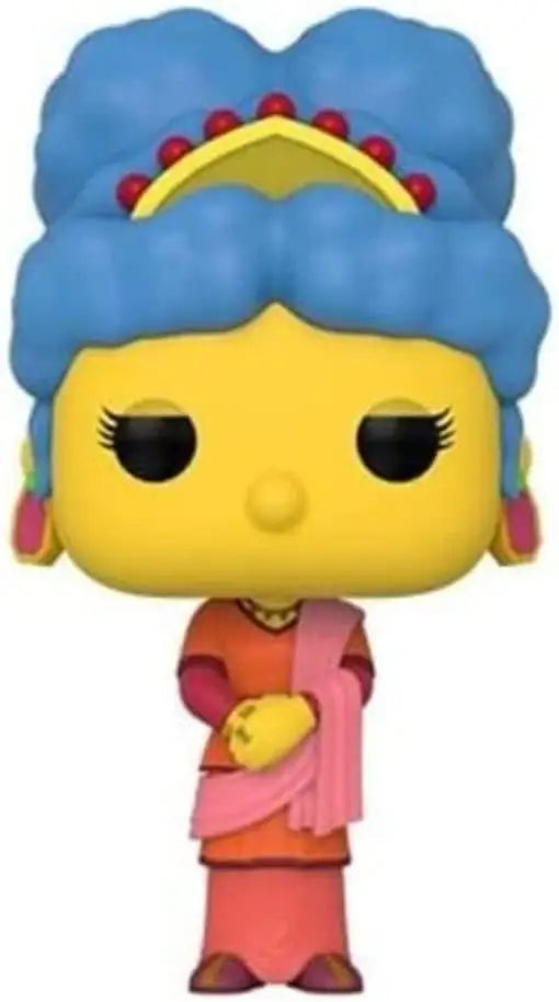 Cartoon figurine with blue hair in pink outfit from Funko POP! TV: The Simpsons Marjora collectible