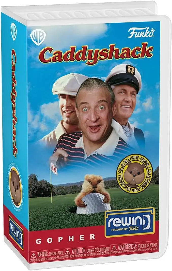 Funko Rewind Caddyshack Gopher collectible toy box with trading cards design