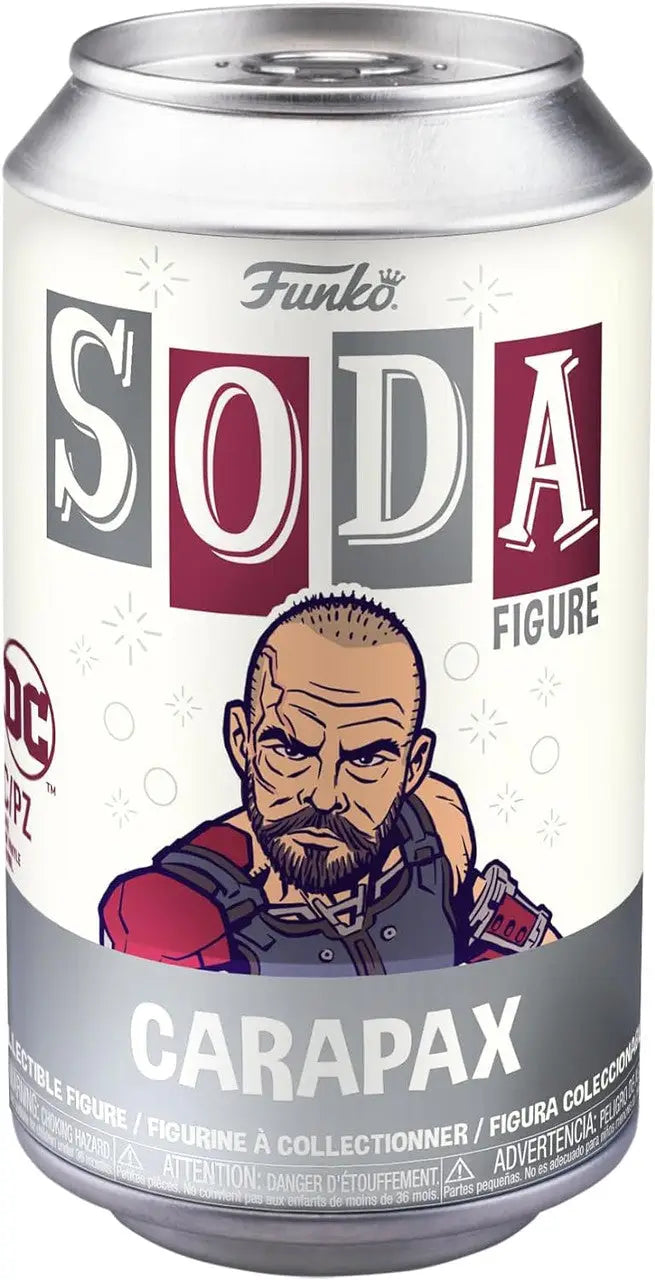 Funko Soda container with Blue Beetle Carapax figure and vibrant cartoon character design