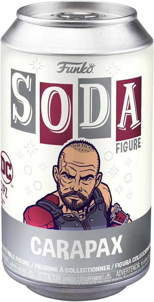 Funko Soda container with Blue Beetle Carapax figure and vibrant cartoon character design