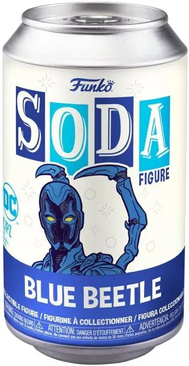 Funko Soda can featuring Blue Beetle character and collectible trading cards