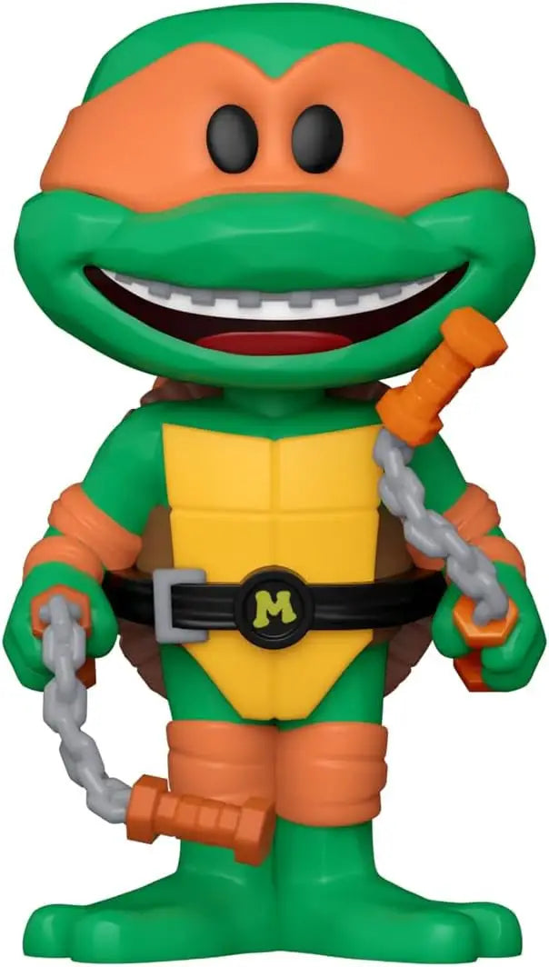Cartoon-style Funko Soda Teenage Mutant Ninja Turtles Michelangelo figure in a can