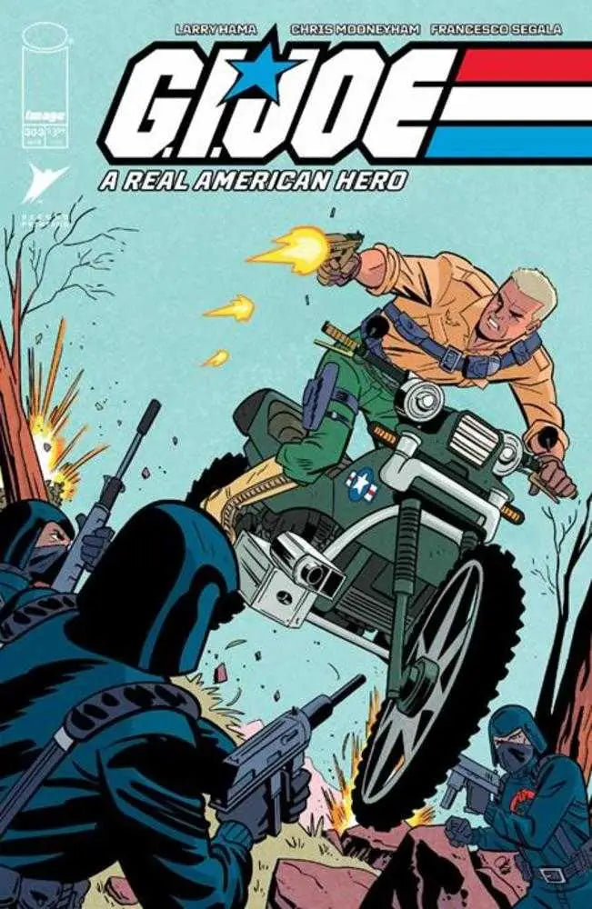 Comic book cover of G.I. Joe A Real American Hero #303 featuring motorcycle combat action