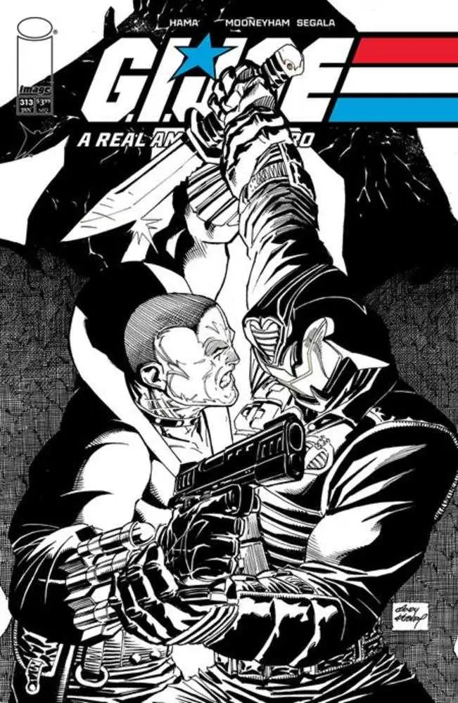 Black and white G.I. Joe comic cover with action, ideal for trading cards collectors