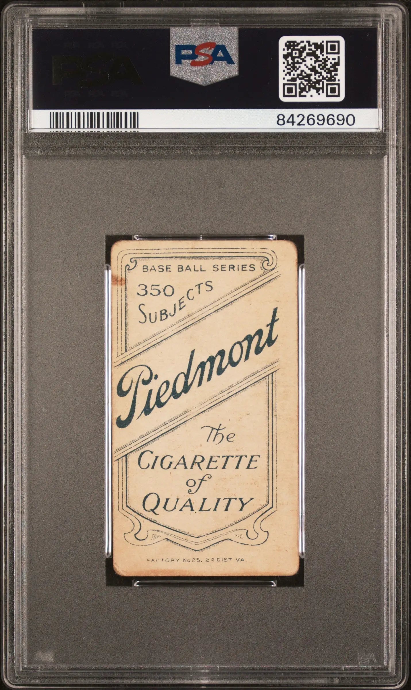 Gabby Street 1909-11 T206 Piedmont 350 Portrait in PSA 2 grading case