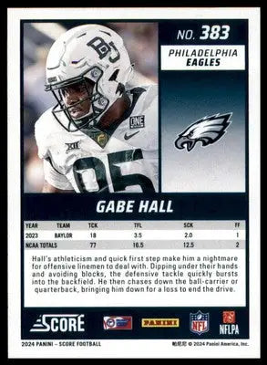 Gabe Hall Rookie 2024 Score #383 Philadelphia Eagles - Football Card Single