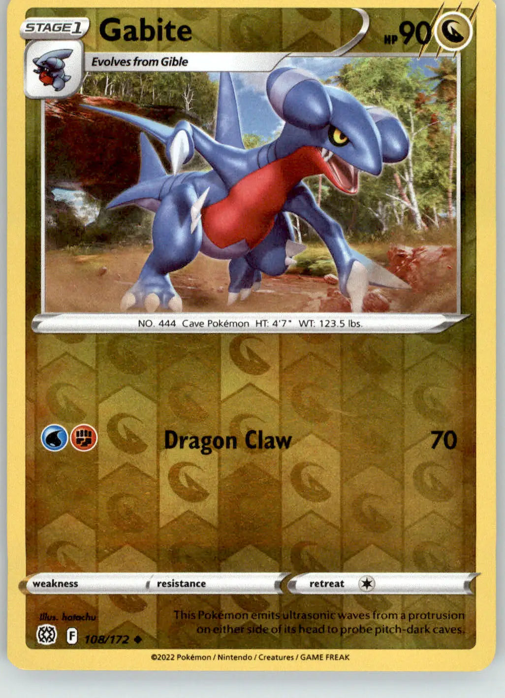 Gabite - Brilliant Stars - 108/172 - Reverse Holo LP Pokemon - Pokémon Card Single