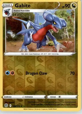 Gabite - SWSH09: Brilliant Stars - Reverse Holo LP - #108/172 - Pokémon Card Single