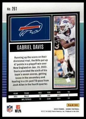 Gabriel Davis 2022 Score #261 Buffalo Bills - Football Card Single