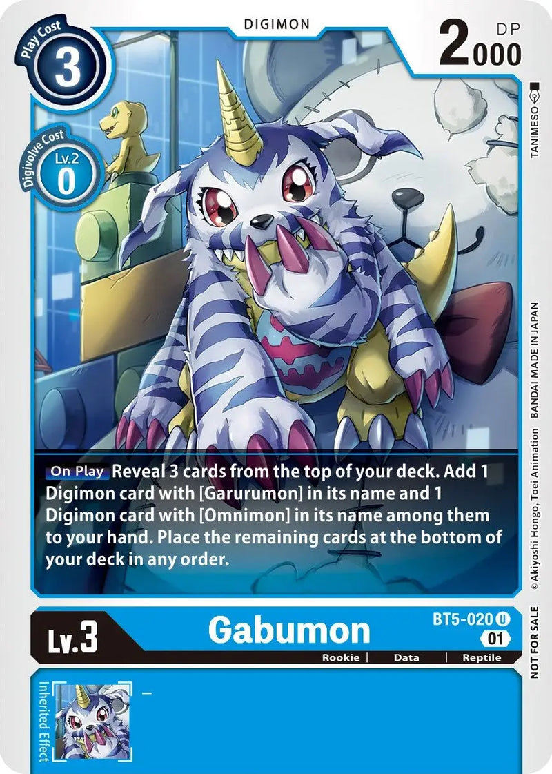 Gabumon BT5-020 Digimon card from Winner Pack New Awakening featuring digivolve cost