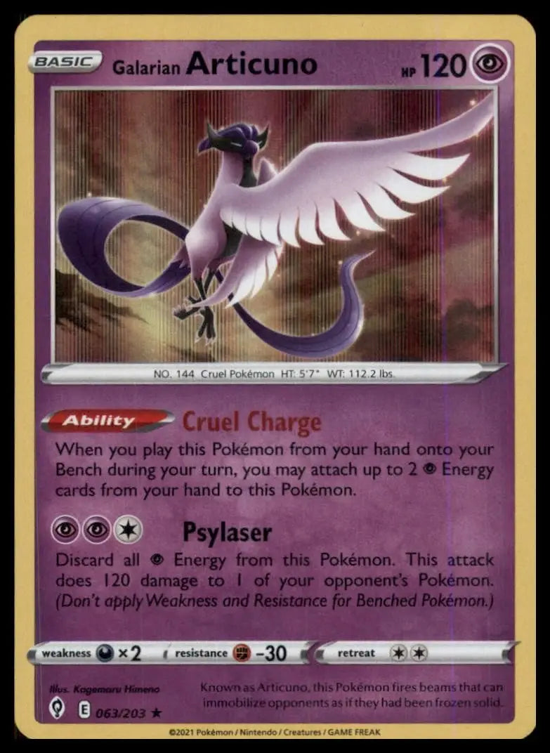 Galarian Articuno 063/203 SWSH07: Evolving Skies Holo - Pokémon Card Single