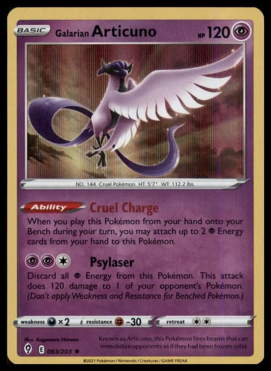 Galarian Articuno 063/203 SWSH07: Evolving Skies Holo - Pokémon Card Single