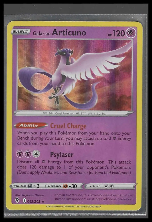 Galarian Articuno Holo SWSH07: Evolving Skies 063/203 LP-NM Pokémon Card - Pokémon Card Single