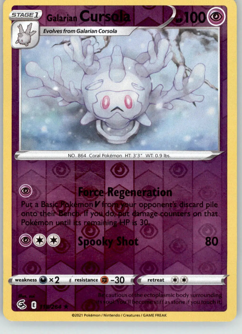 Galarian Cursola - Fusion Strike - 118/264 - Reverse Holo LP Pokemon - Pokémon Card Single