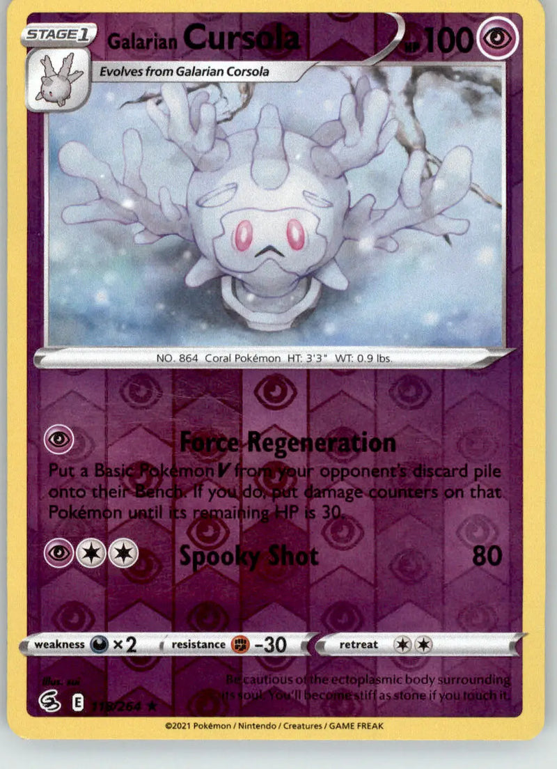 Galarian Cursola - Fusion Strike - 118/264 - Reverse Holo LP Pokemon - Pokémon Card Single