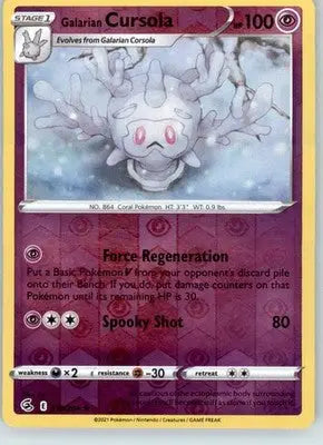 Galarian Cursola - SWSH08: Fusion Strike - 118/264 - Reverse Holo LP - Pokémon Card Single