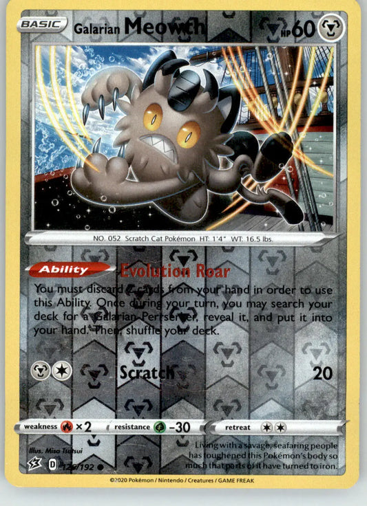 Galarian Meowth - Rebel Clash - 126/192 - Reverse Holo LP Pokemon - Pokémon Card Single