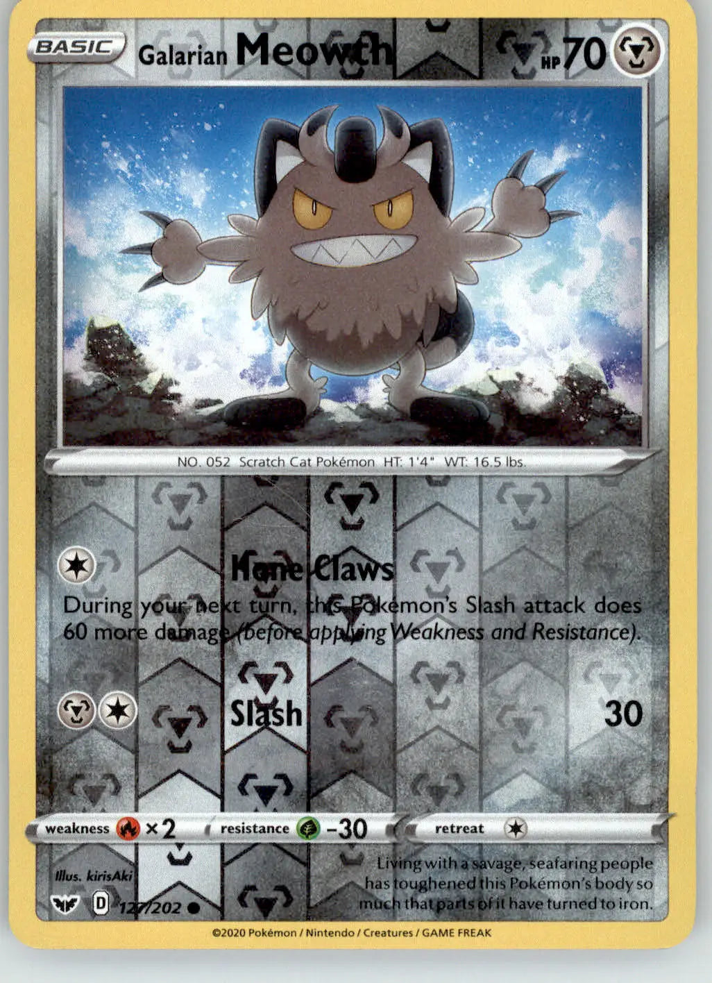 Galarian Meowth - Sword & Shield Base Set - 127/202 - Reverse Holo LP Pokemon - Pokémon Card Single