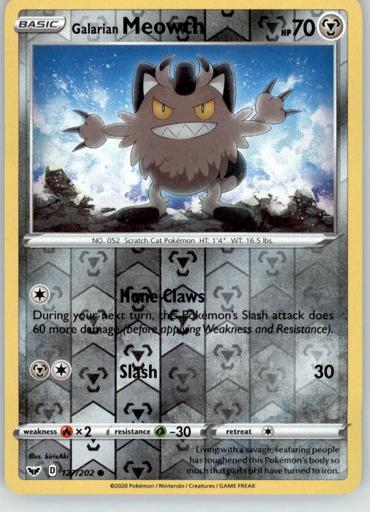 Galarian Meowth - Sword & Shield Base Set - 127/202 - Reverse Holo LP Pokemon - Pokémon Card Single