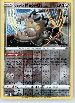 Galarian Meowth - SWSH02: Rebel Clash - 126/192 - Reverse Holo LP - Pokémon Card Single