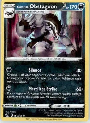 Galarian Obstagoon - SWSH08: Fusion Strike - 161/264 - Holo NM - Pokémon Card Single
