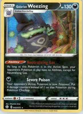 Galarian Weezing - Shining Fates - 042/072 - Holo NM - Pokémon Card Single