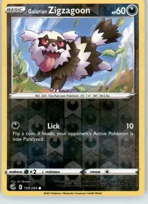 Galarian Zigzagoon - SWSH08: Fusion Strike - 159/264 - Reverse Holo LP - Pokémon Card Single