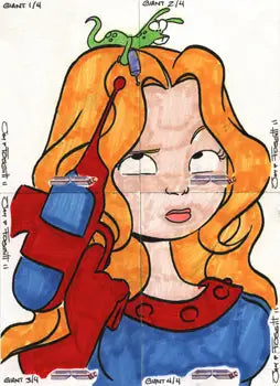 Colorful sketch card illustration of a woman with pumpkin hair in Galaxgals Puzzle Set