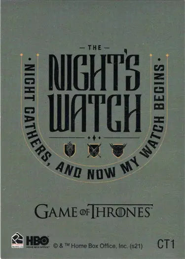 Game of Thrones Night’s Watch logo design on Iron Anniversary Case Topper Card CT1