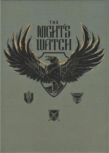 Black eagle with wings spread under The Night’s Watch text on Thrones Iron Anniversary case topper card
