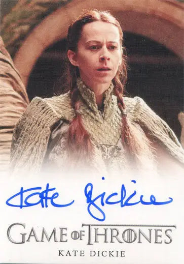 Autographed Game of Thrones trading card of Kate Dickie as Lisa Arryn in costume
