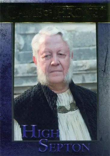 Elderly man in dark jacket featured on Game of Thrones Season 5 Gold Parallel trading card