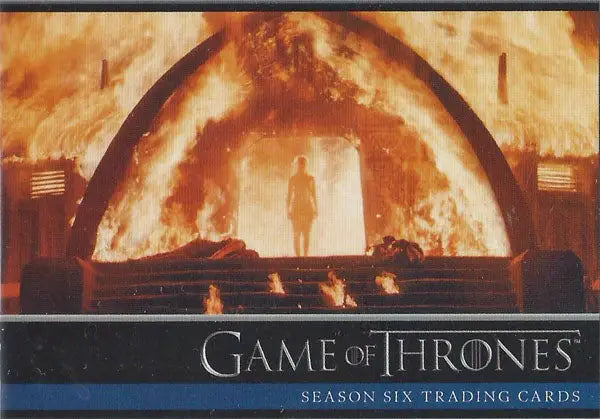 Silhouette of a person in a fiery doorway on Game of Thrones Season 6 promo card