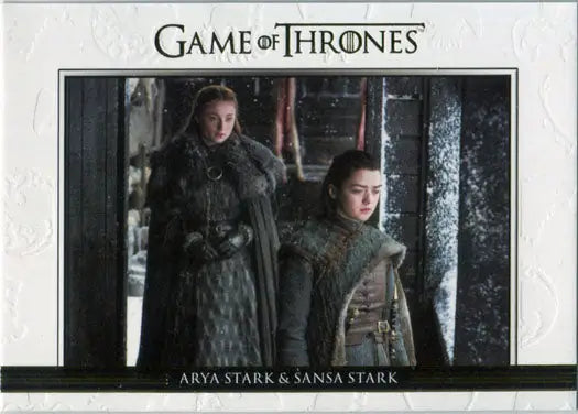 Game of Thrones Season 7 relationships chase card featuring two characters in gold parallel