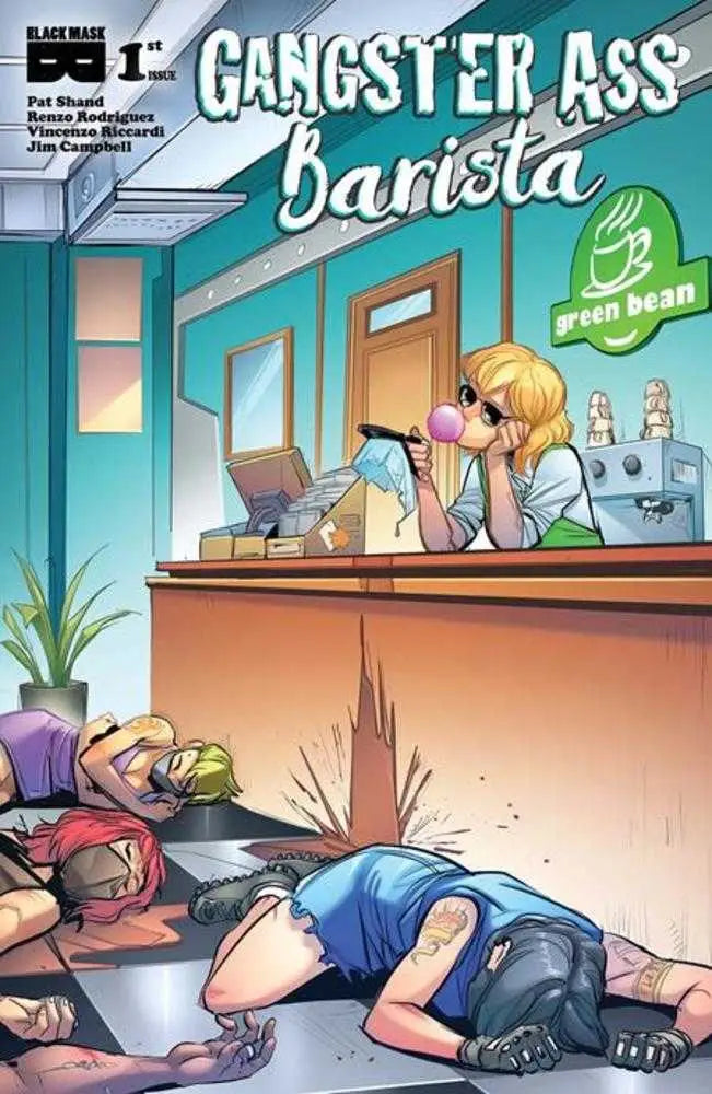 Comic book cover Gangster Ass Barista by Elisa Romboli featuring a coffee shop scene