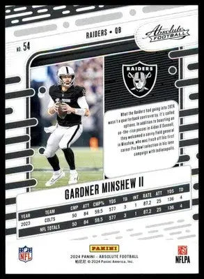 Gardner Minshew II 2024 Panini Absolute Green #54 Las Vegas Raiders - Football Card Single