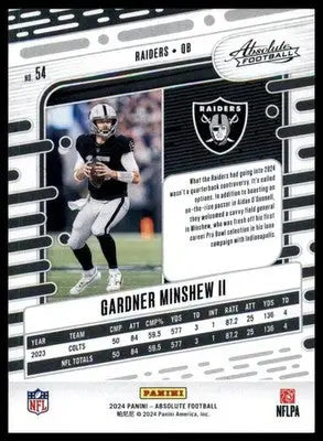Gardner Minshew II 2024 Panini Absolute Retail #54 Las Vegas Raiders