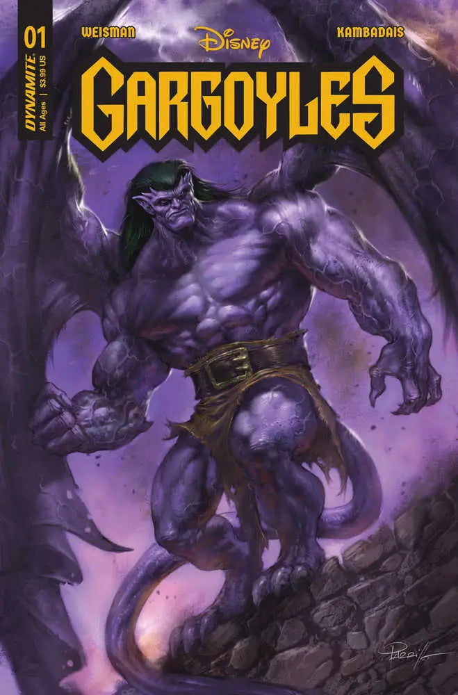 Muscular purple gargoyle in aggressive pose from Gargoyles #1 Cover C Parrillo trading cards