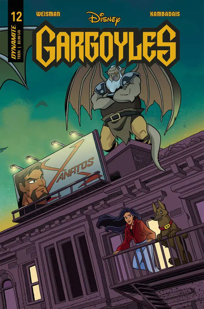 Gargoyles #12 Cover E showcases a detailed gargoyle on a building ledge, perfect for trading cards