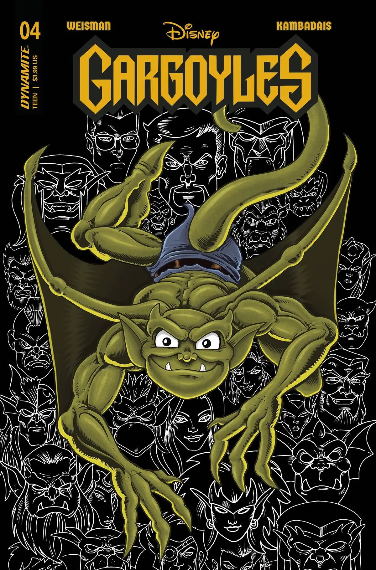 Green gargoyle with glowing eyes on Gargoyles #4 Cover T Foc Haeser Original comic art