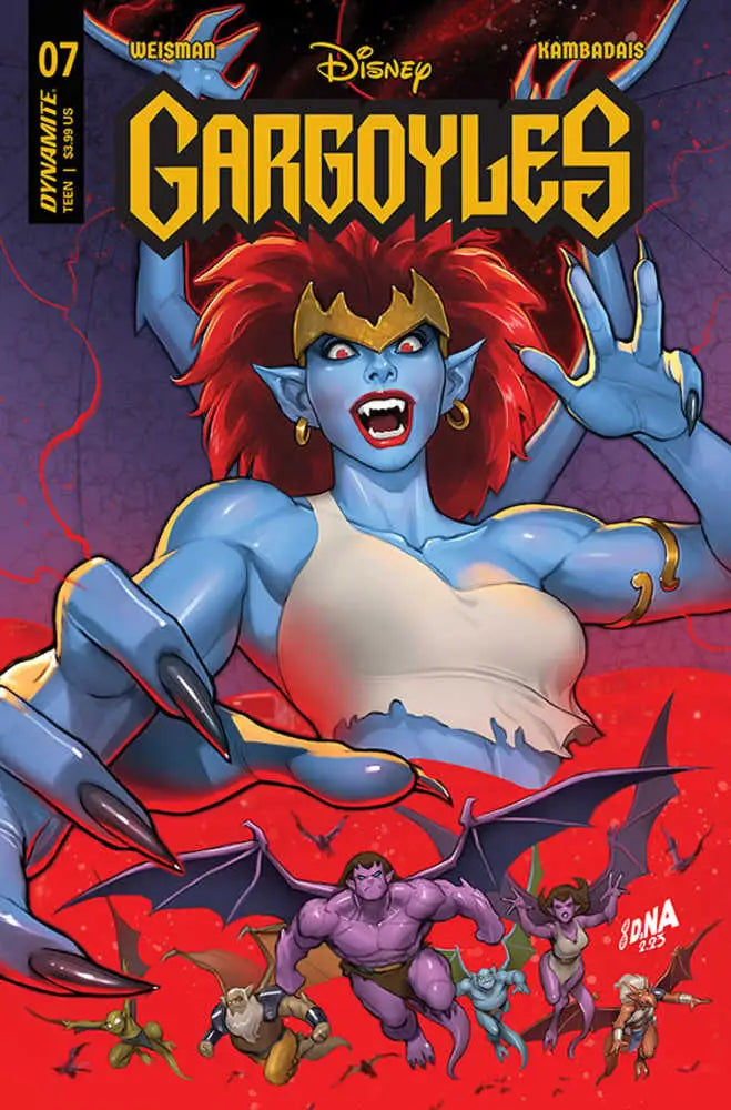 Comic book cover for Disney’s Gargoyles #7 with blue-skinned character in action pose